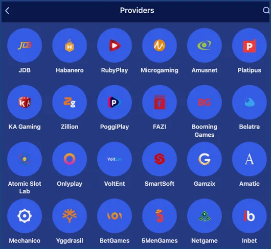 Six-column providers grid DK88 Casino providers list showing Habanero, RubyPlay, Microgaming, Amusnet, KA Gaming, PoggiPlay, FAZI and Belatra in a six-column grid