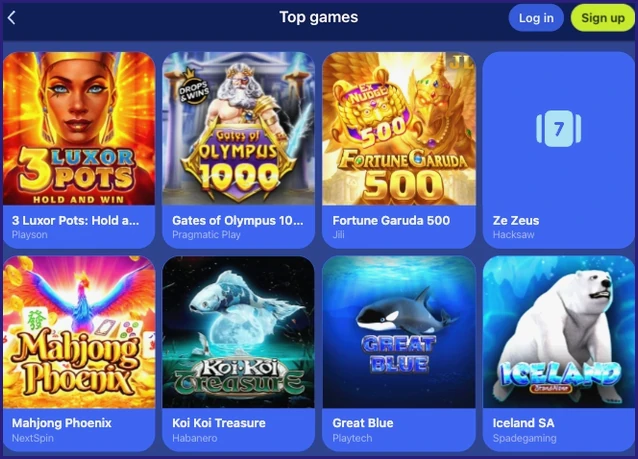 Top slots tile selection DK88 Casino lobby tiles listing Gates of Olympus 1000, Fortune Garuda 500, Mahjong Phoenix and Koi Koi Treasure among the top slots